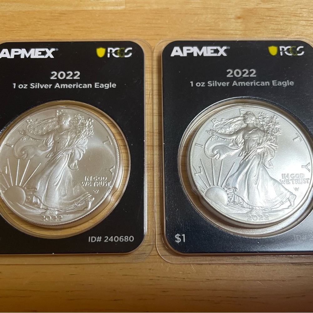 2 - 2022 One Ounce American Silver Eagle Coins - PCGS & APMEX Guaranteed